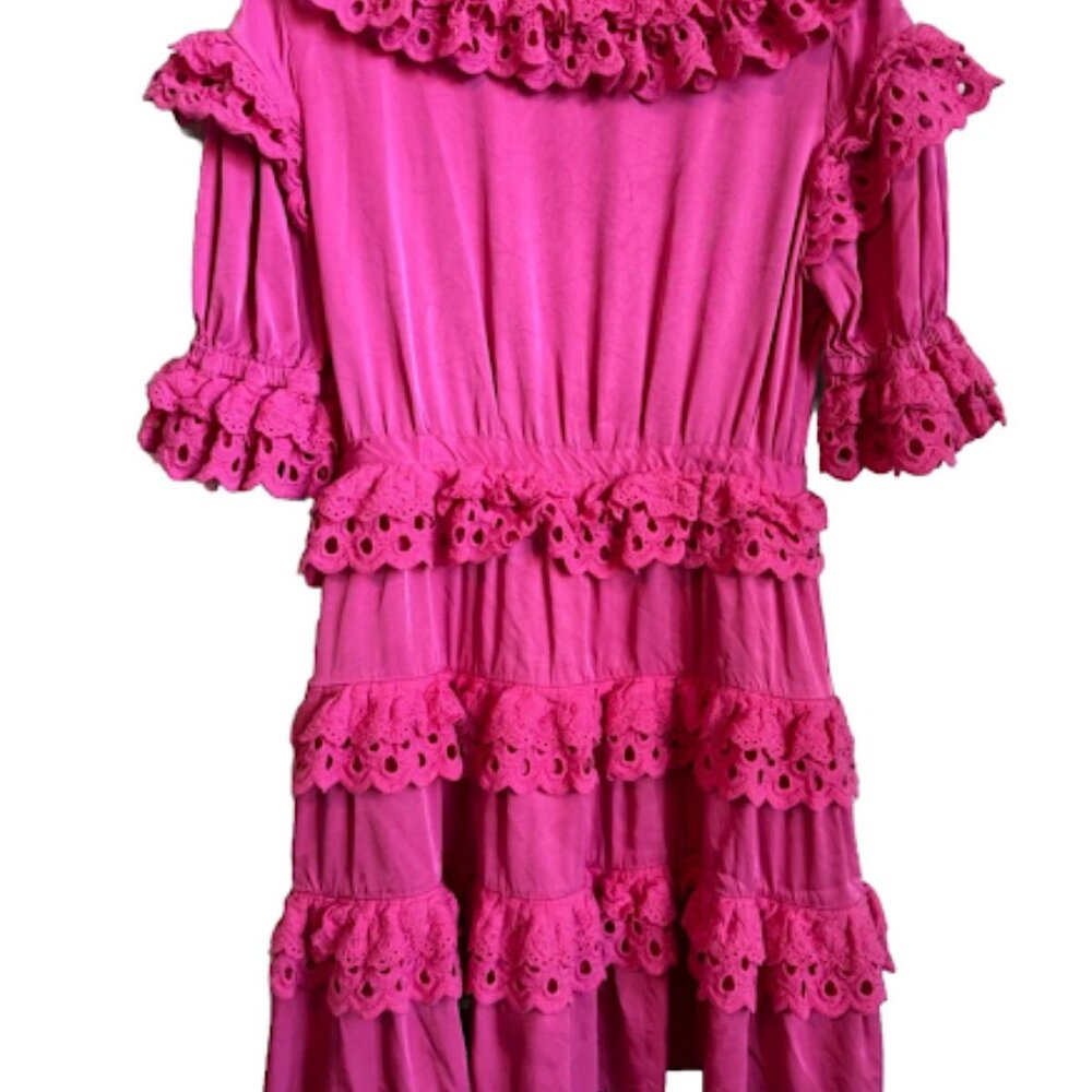 Pink Ruffled Tiered Mini Dress - Picture 4 of 12
